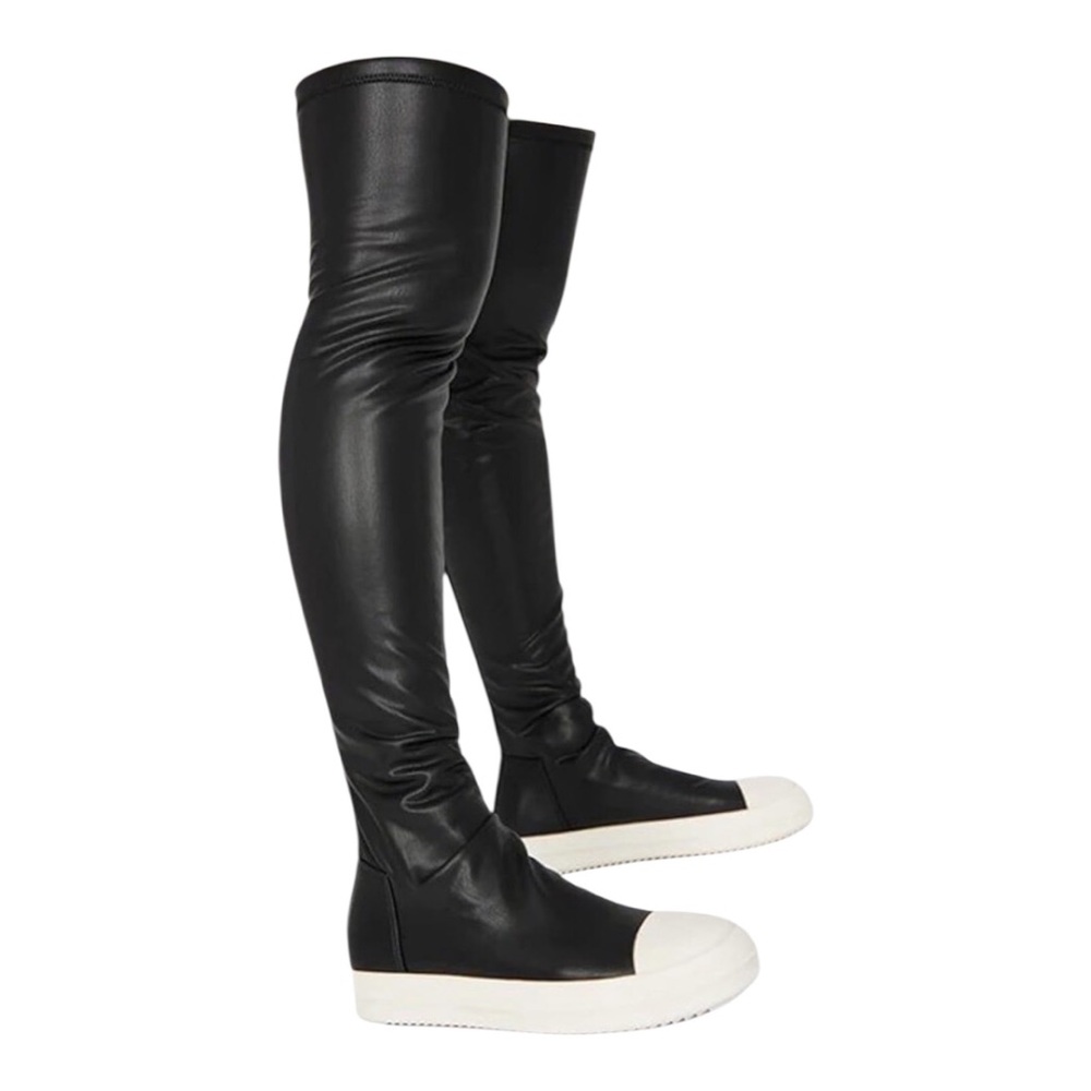 Women Thigh High Boots Flat Over The Knee Round Toe Tall Boots WANNABE-1